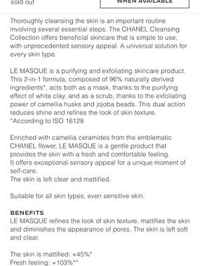 CHANEL Le Masque Purifying & Exfoliating Mask — White